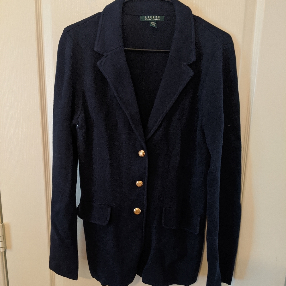 Ralph Lauren Navy Knit Blazer